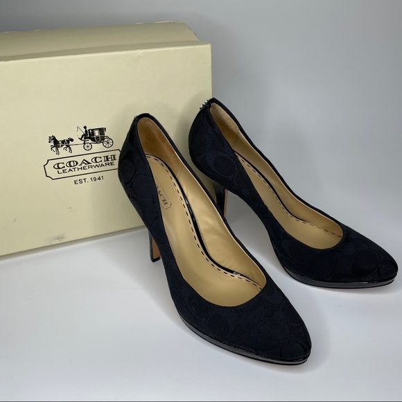Coach Shoes - Coach Black Pumps High Heels size 8.5 Caya C Signature